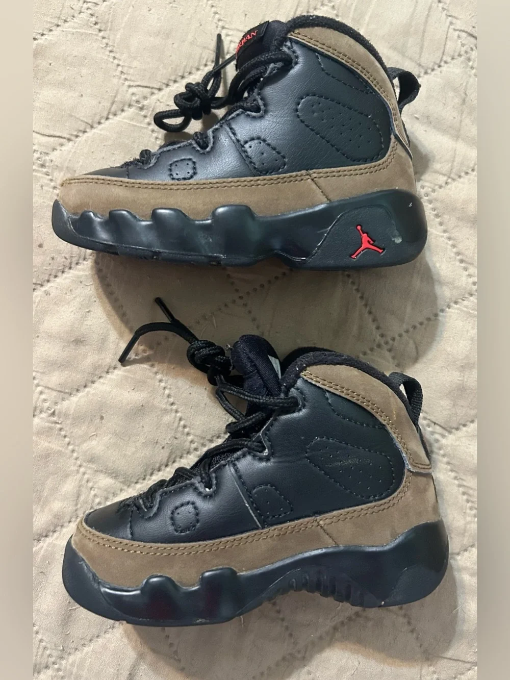 Nike Air Jordan 9 Retro TD Olive Toddler Sneakers 401812-030 Size 6C